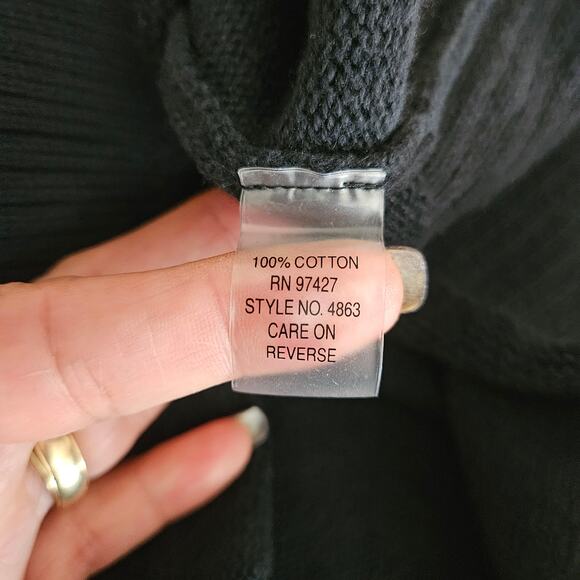 Dolce Cabo Y2K Full Button Front Deep V-Neck Tank Black Mini Sweater Dress XL - Picture 7 of 8